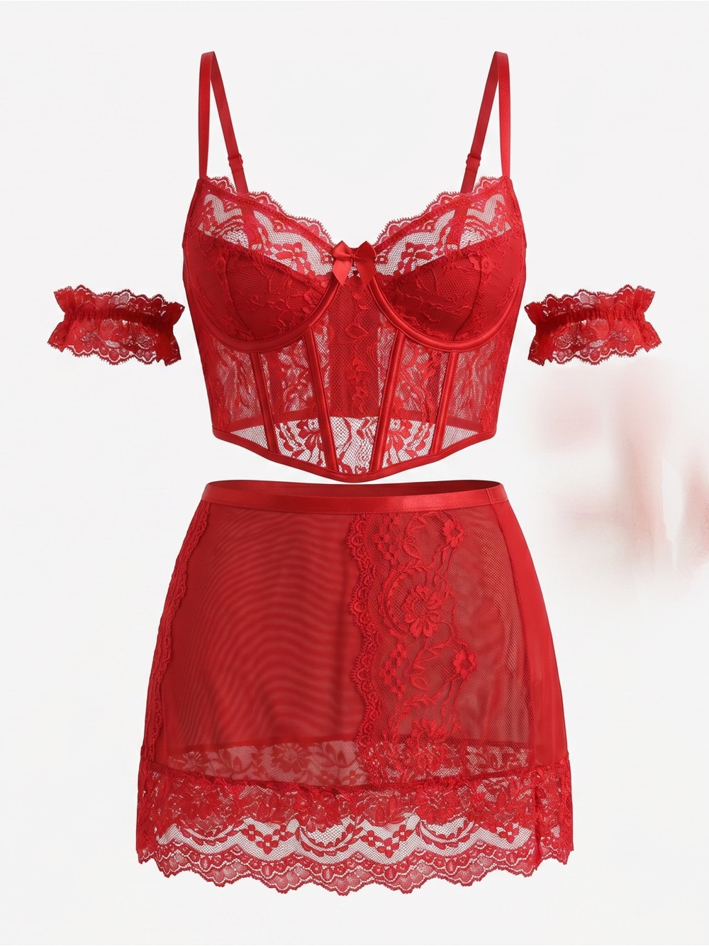 🆕 Mixxmix 4 Piece Lingerie Set Red XXL
